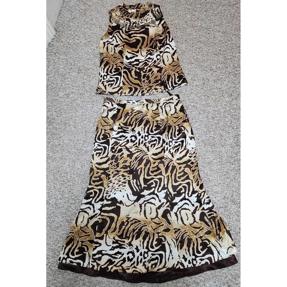 Anna Rossi By‎ Moshita Sleeveless Top/Maxi Skirt Satin Beading Trim Size 14 NWT